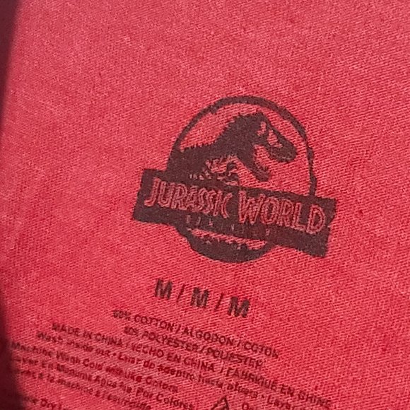 Men's Jurassic Park Logo Outlined Graphic Tee Red Medium - Picture 3 of 3
